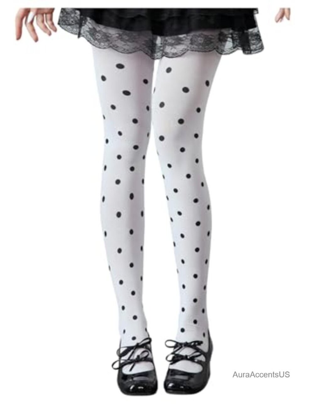 Women's Polka Dot Sheer Mesh Tights Pantyhose One Size Footed